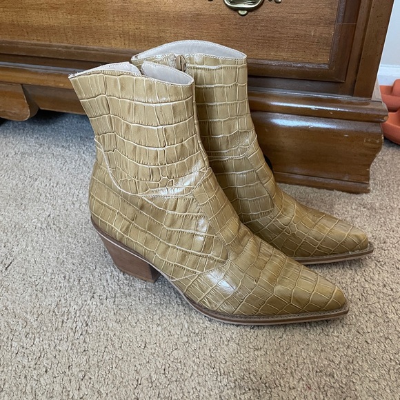 ABLE Croc Leather Booties - Picture 1 of 5